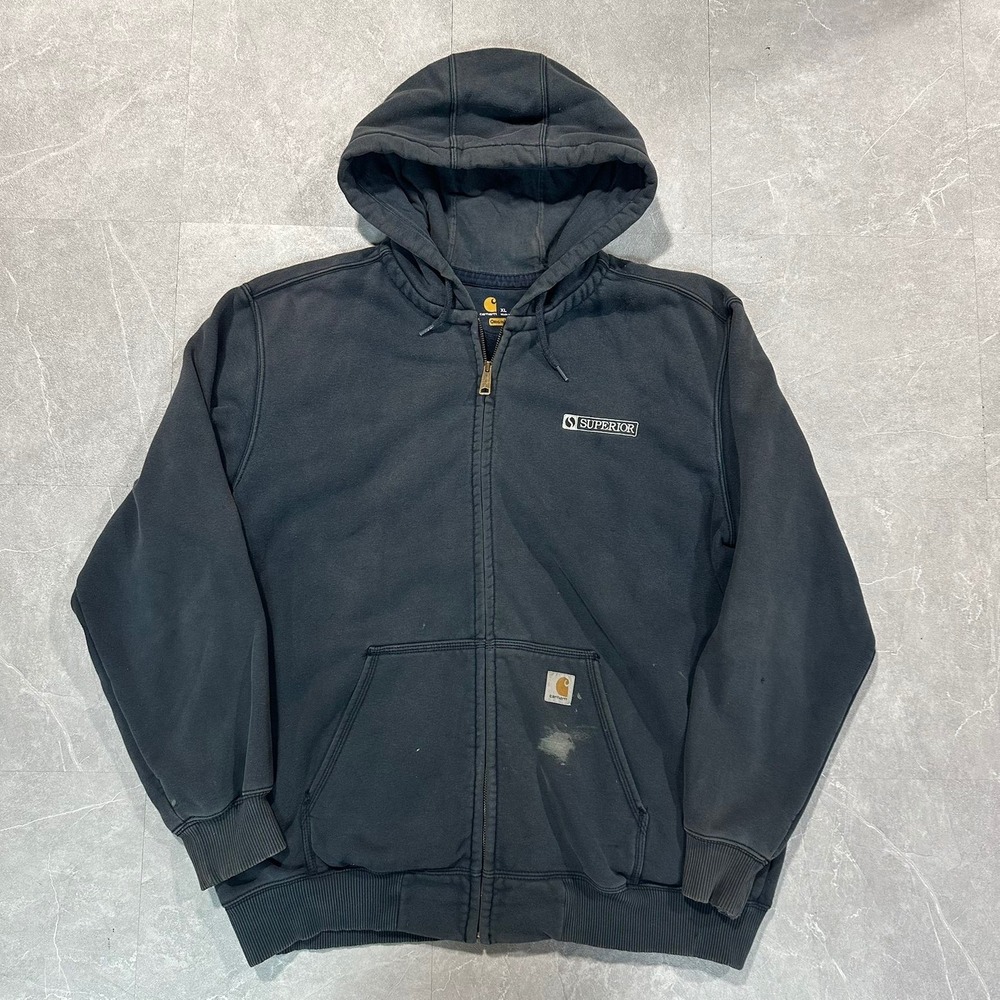 Carhartt Mens XL Original Fit Full Zip Hoodie Faded Black Superior Workwear 3918